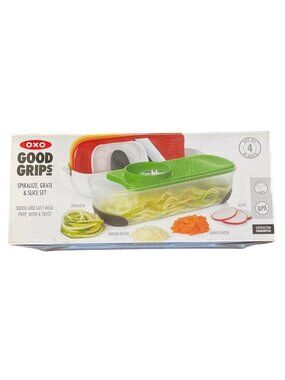 OXO Good Grips 4 Piece Spiralize Grate Slice BPA FREE Container & Lid